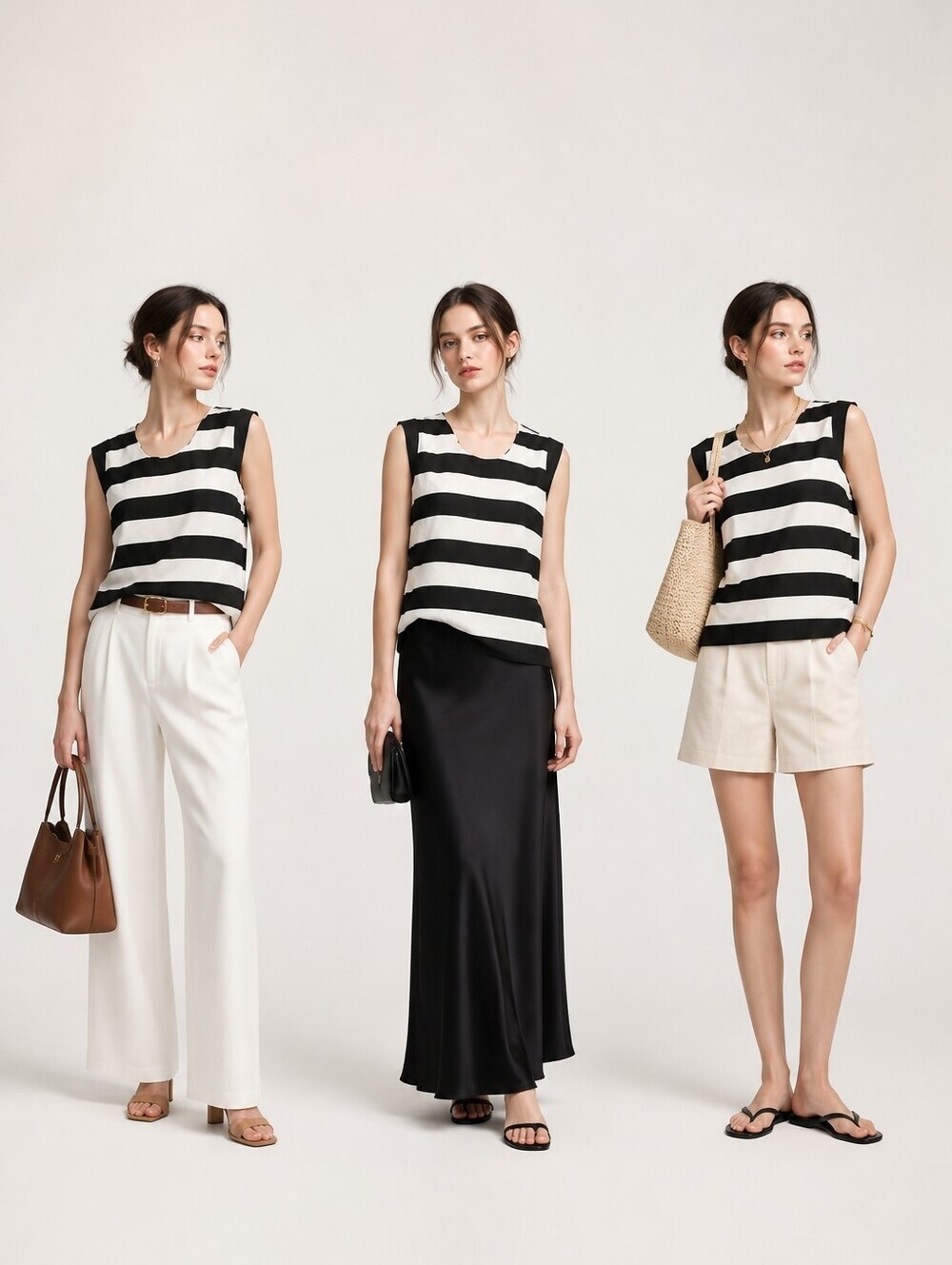 Black And White Stripe Avant Garde Burtonesque Whimsigoth Button Back Top